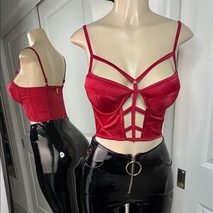Red Strappy Bustier Top Charlotte Russe XS
